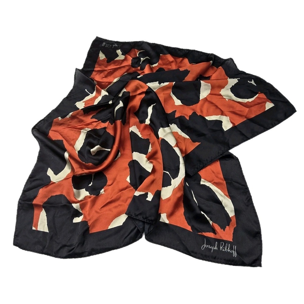 Joseph Ribkoff‎ Abstract Geometric Square Scarf 27" Orange Classic Office Casual
